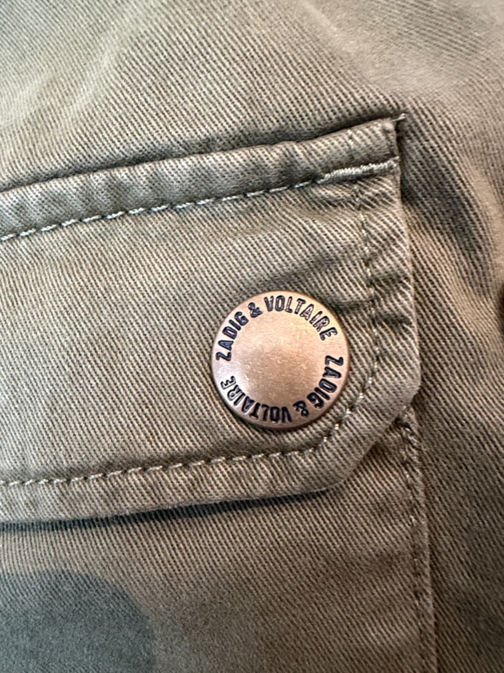 🚩 Zadig & Voltaire Army Green Kid Girl Mill Coat with Patch Size 6X - Picture 6 of 8